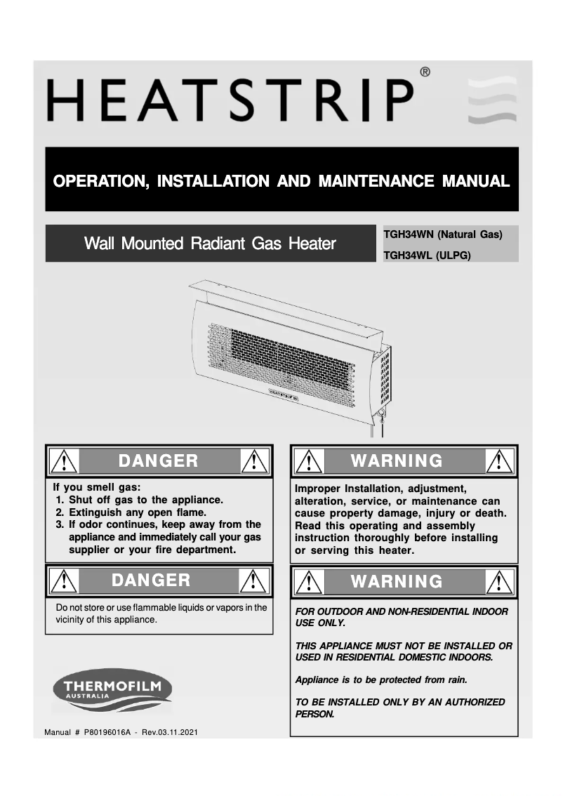 Image de la première page du manuel de l'appareil TGH34WL-2
