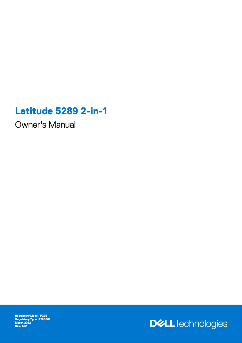 Image de la première page du manuel de l'appareil Latitude 5289 2-in-1