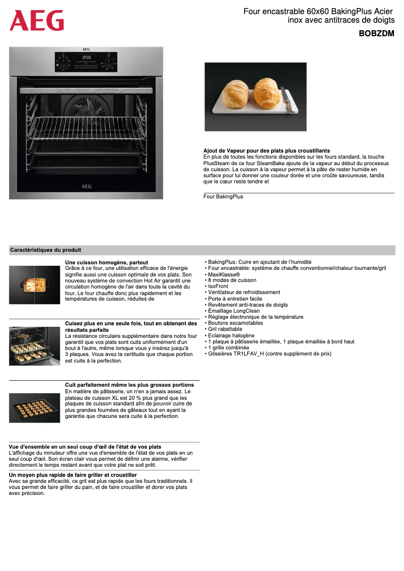 Página 1 del manual Ficha técnica AEG BOBZD