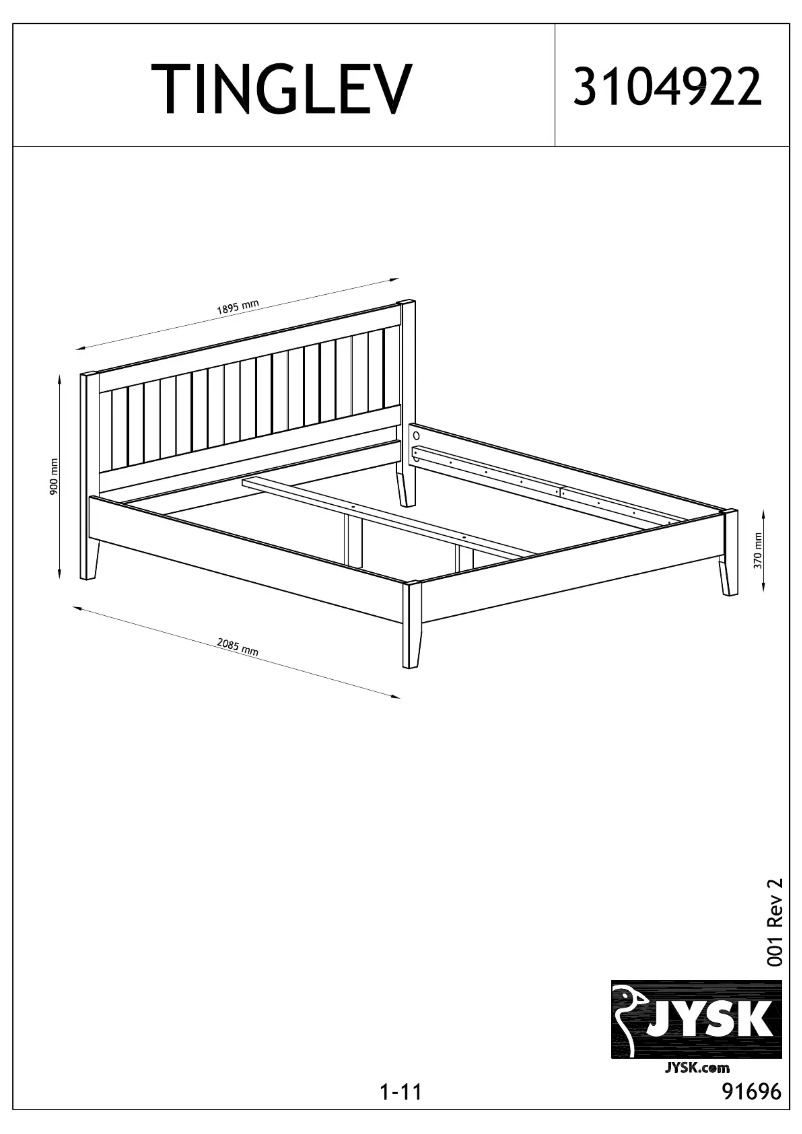 Page 1 de la notice Manuel utilisateur JYSK Tinglev (180x200)