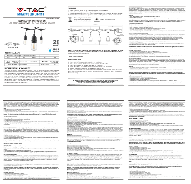 Page 1 de la notice Manuel utilisateur V-TAC VT-713