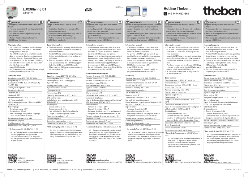 Image de la première page du manuel de l'appareil LUXORliving D1