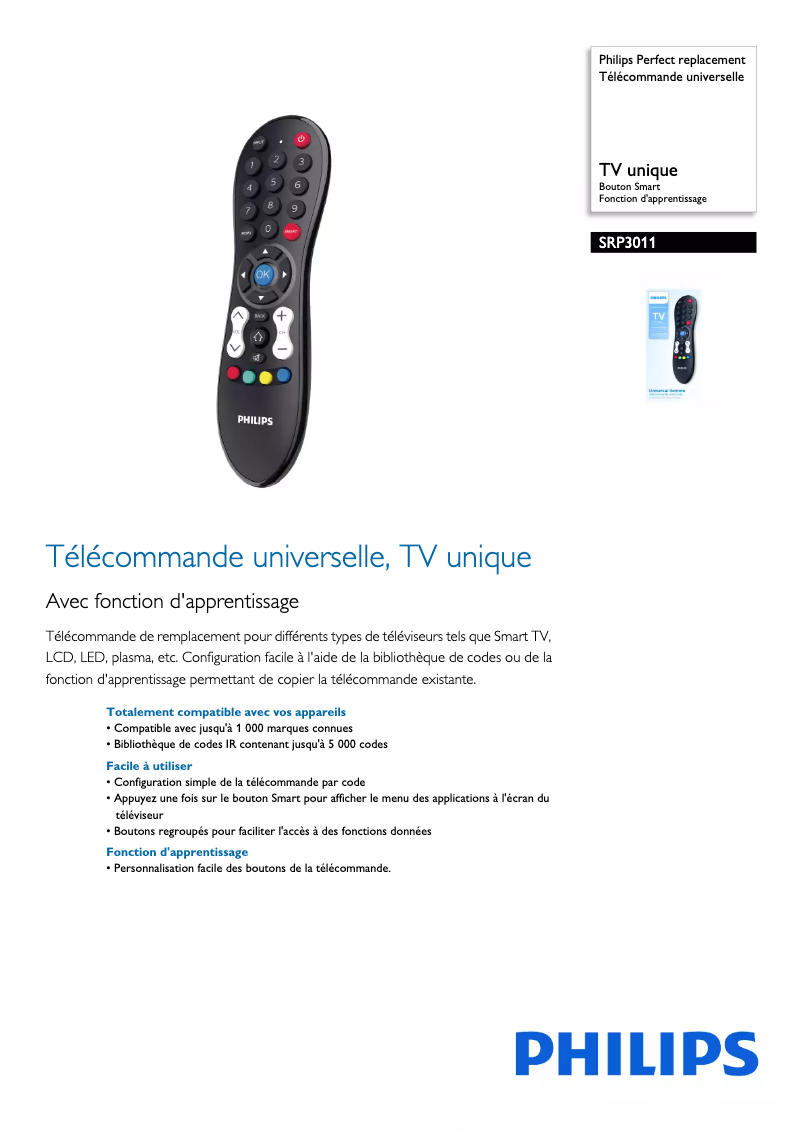 Image de la première page du manuel de l'appareil SRP3011