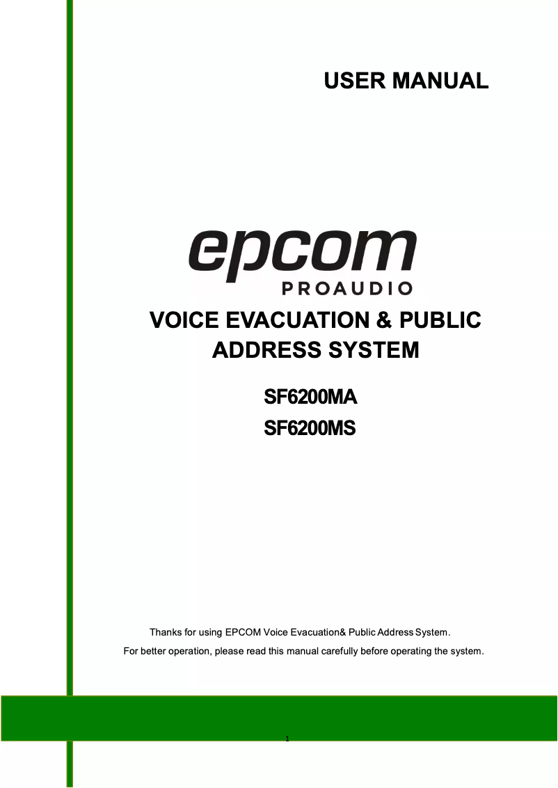 Image de la première page du manuel de l'appareil SF6200MS