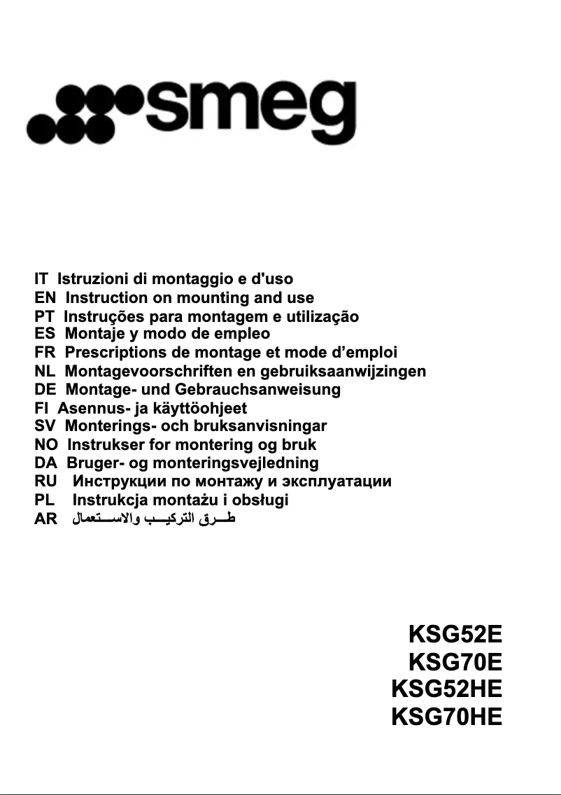 Page 1 de la notice Mode d'emploi Smeg KSG70HE