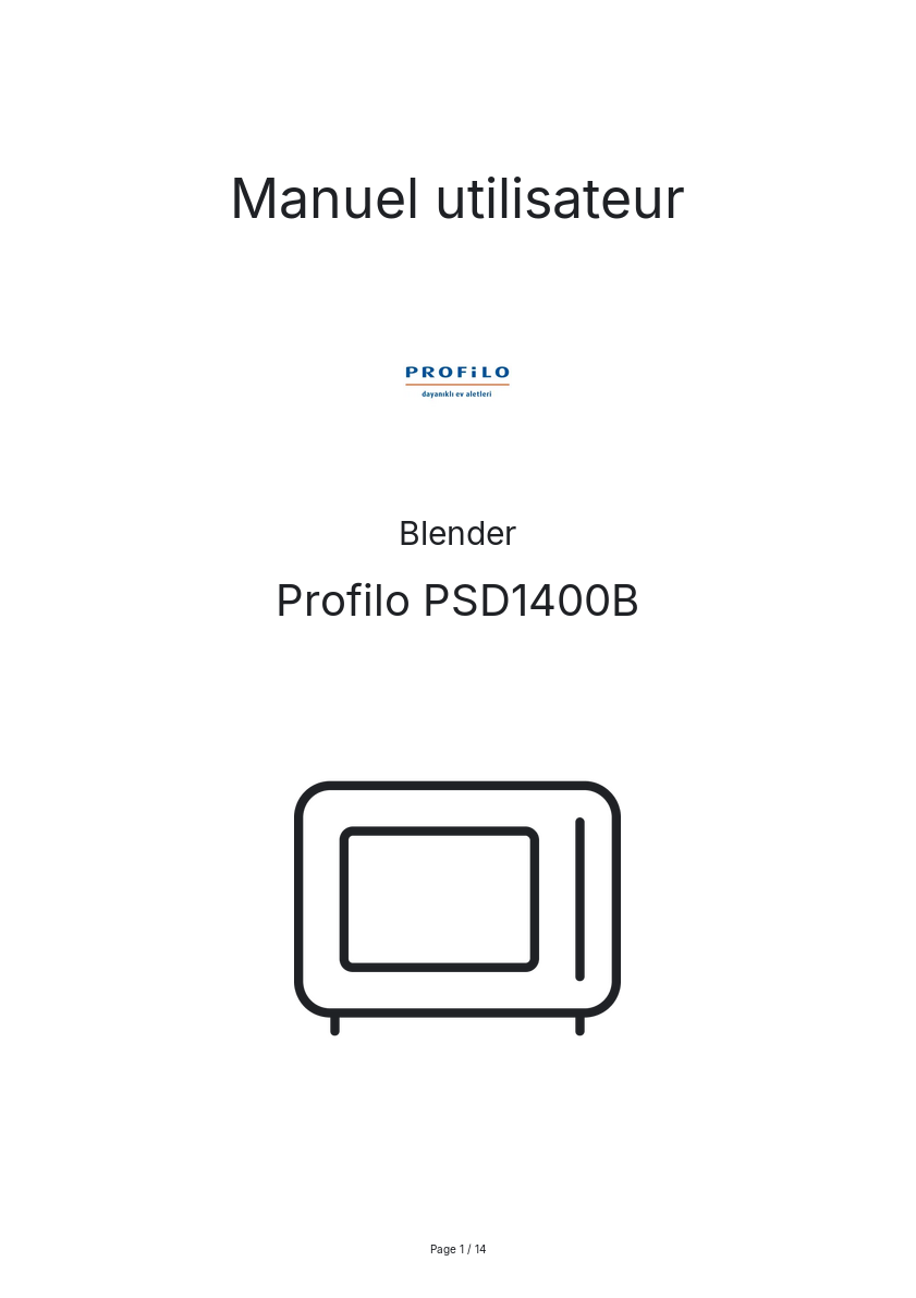 Page n°1 - Manuel utilisateur Profilo PSD1400B