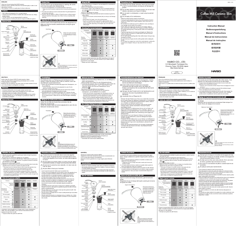 Page 1 de la notice Manuel utilisateur Hario MSS-1B