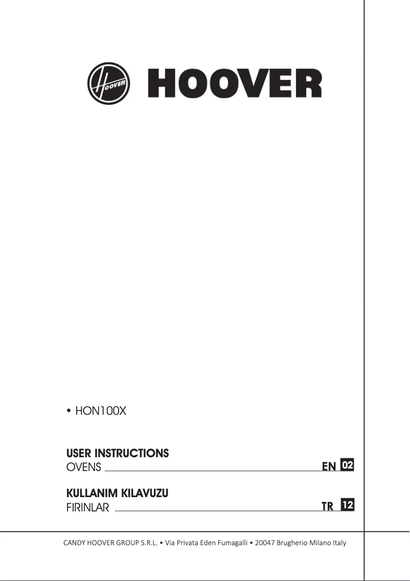 Page n°1 - Manuel utilisateur Hoover HON100B