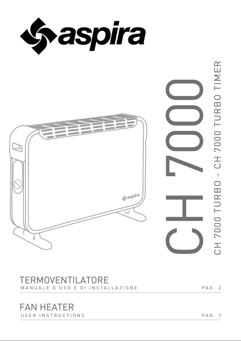 Page 1 de la notice Manuel utilisateur Aspira CH 7000