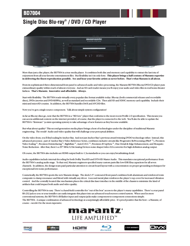 Image de la première page du manuel de l'appareil BD7004