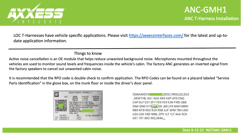 Page n°1 - Manuel utilisateur Metra Axxess ANC-GMH1