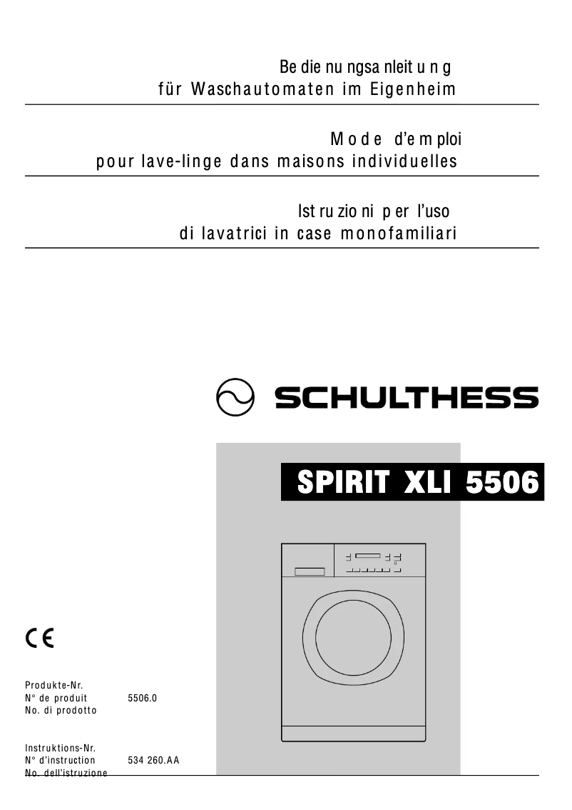 Page n°1 - Manuel utilisateur Schulthess Spirit XLI 5506