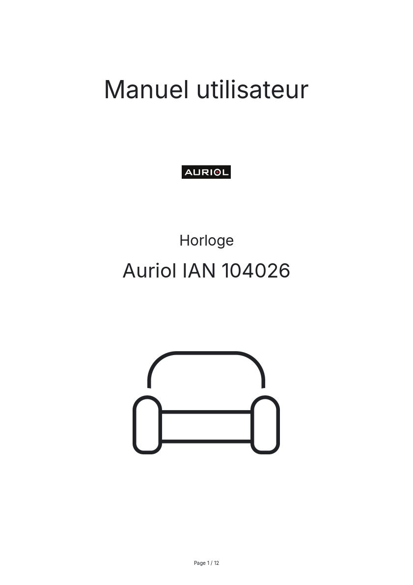Page n°1 - Manuel utilisateur Auriol IAN 104026