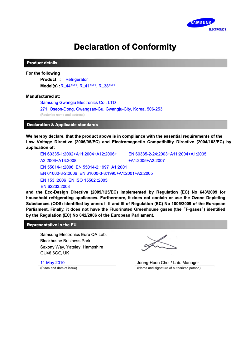 Page n°1 - Manuel utilisateur Samsung RL44ECPS1