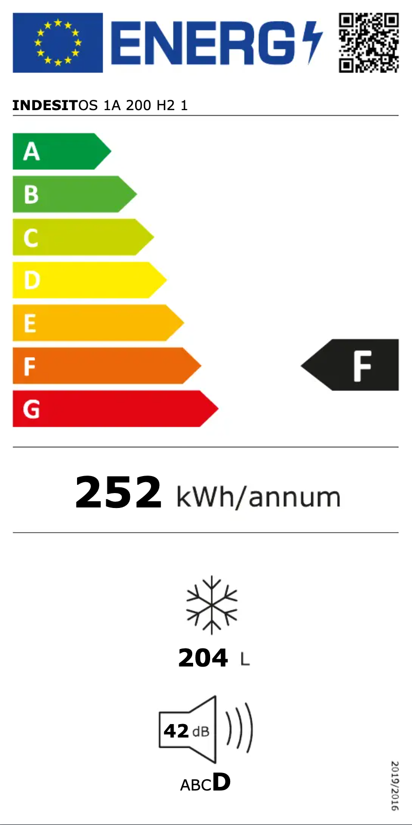 Page n°1 - Label énergétique Indesit OS 1A 200 H 2 UK.1