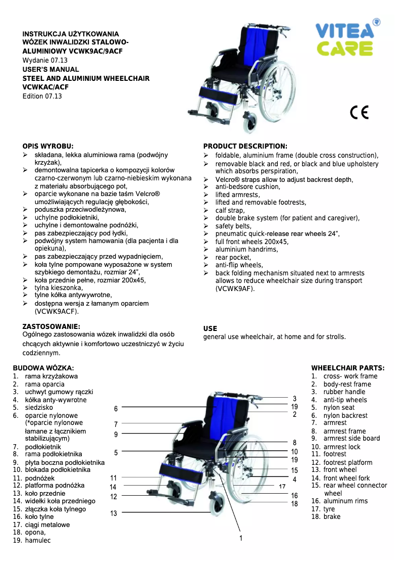 Page n°1 - Manuel utilisateur Vitea Care VCWK9ACF