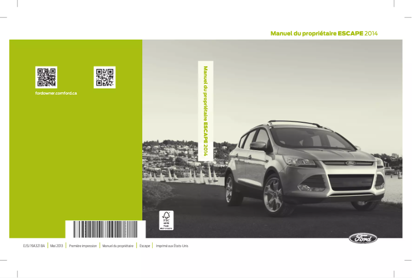 Page 1 de la notice Manuel utilisateur Ford Escape (2014)