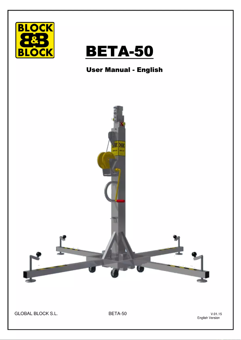 Page 1 de la notice Manuel utilisateur Block & Block BETA-50