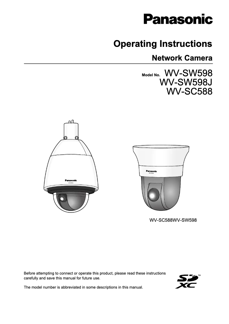Image de la première page du manuel de l'appareil WV-SC588