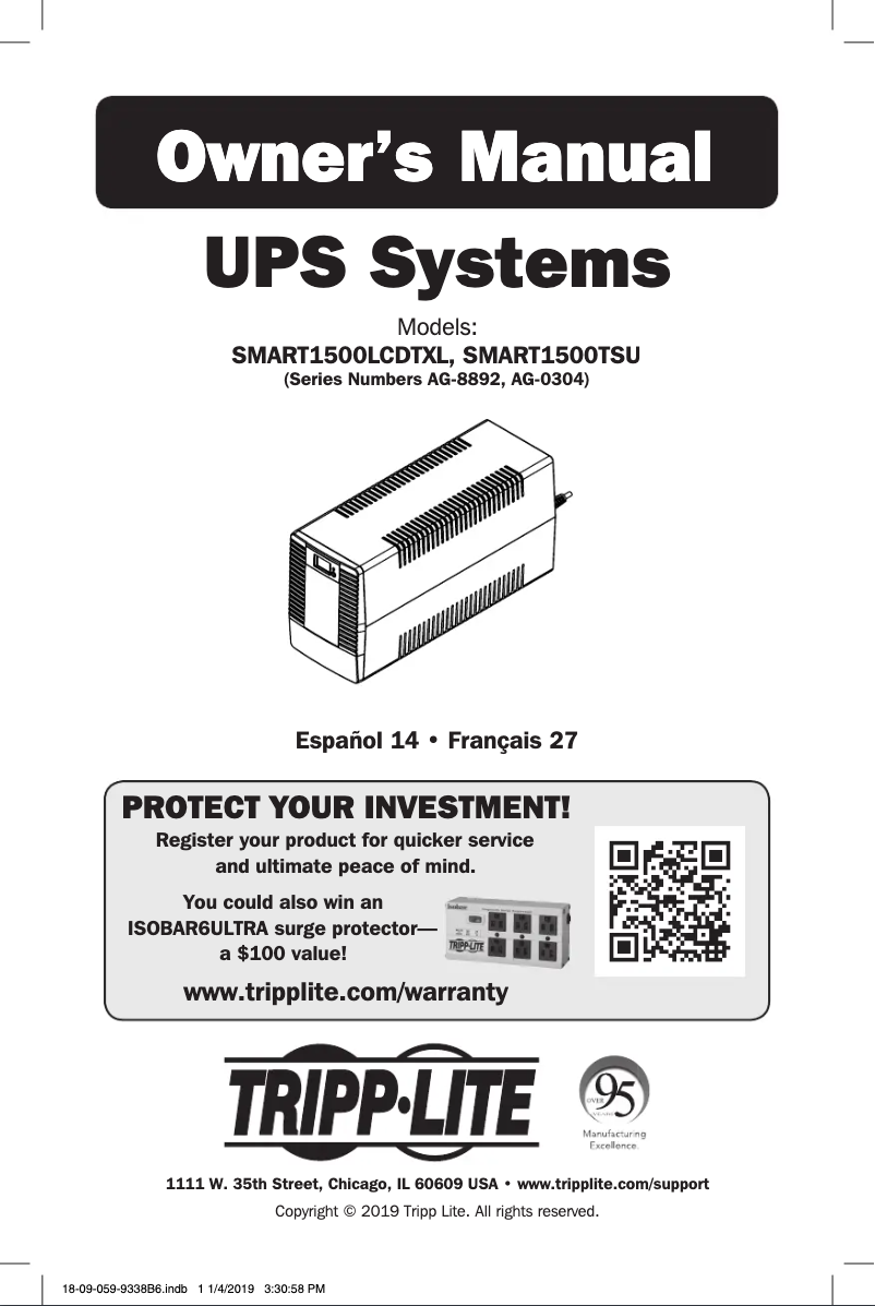 Page n°1 - Manuel utilisateur Tripp Lite SmartPro SMART1500TSU