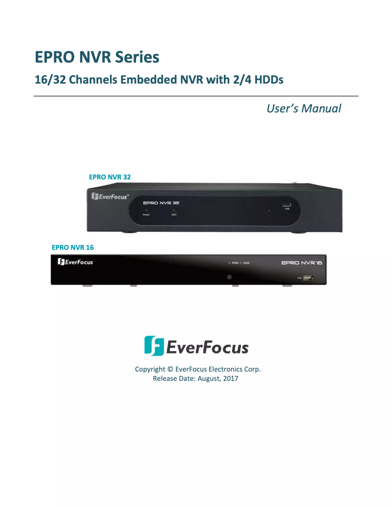 Page n°1 - Manuel utilisateur EverFocus EPRO32/16T