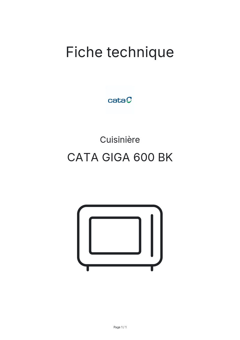 Image de la première page du manuel de l'appareil GIGA 600 BK