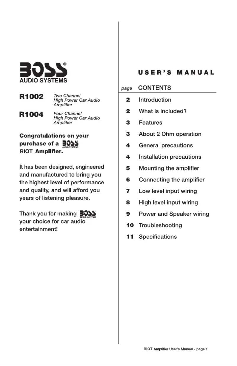 Page n°1 - Manuel utilisateur Boss R1004