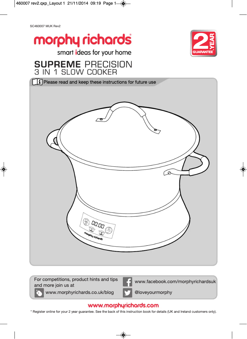 Página 1 del manual Manual de usuario Morphy Richards Supreme Precision 461007