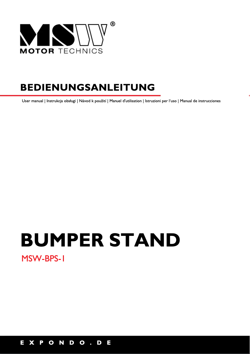 Page 1 de la notice Manuel utilisateur MSW MSW-BPS1