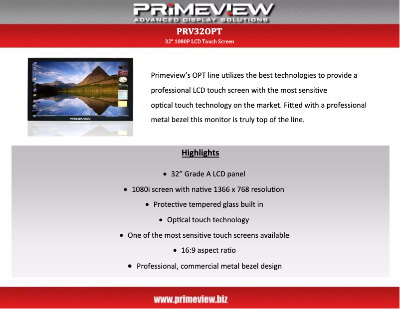 Page n°1 - Manuel utilisateur Primeview PRV42OPT