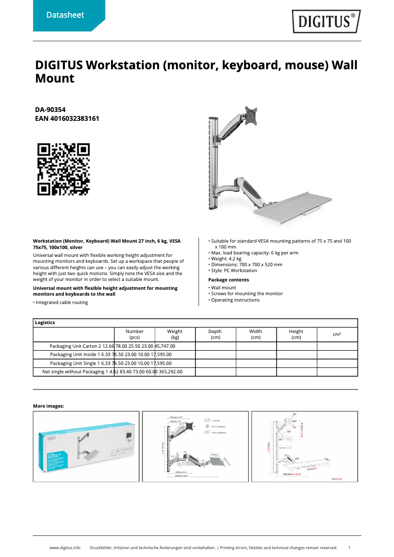 Página 1 del manual Ficha técnica Digitus DA-90354