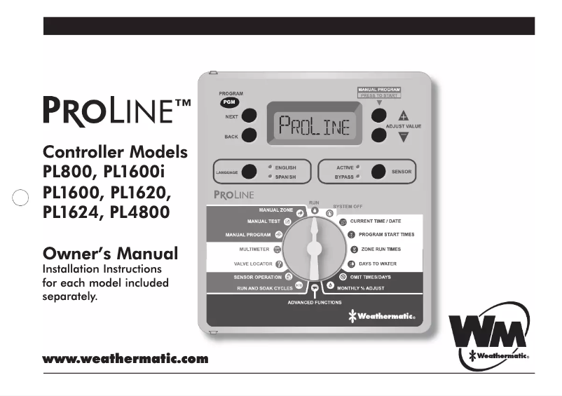 Page n°1 - Manuel utilisateur Weathermatic ProLine PL1620