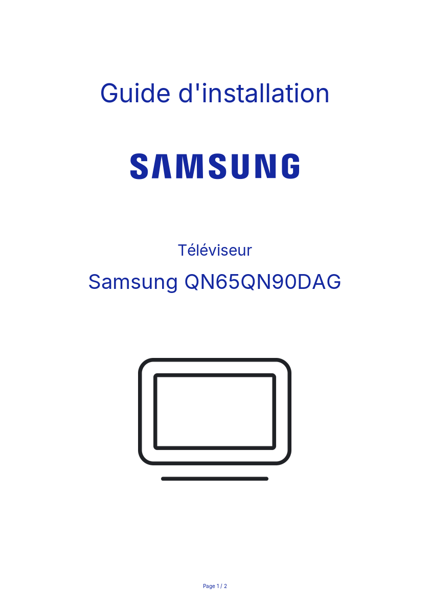 Page n°1 - Guide d'installation Samsung QN65QN90DAG