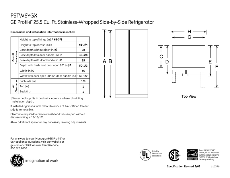 Imagen de la primera página del manual del dispositivo Profile PSTW6YGXSS