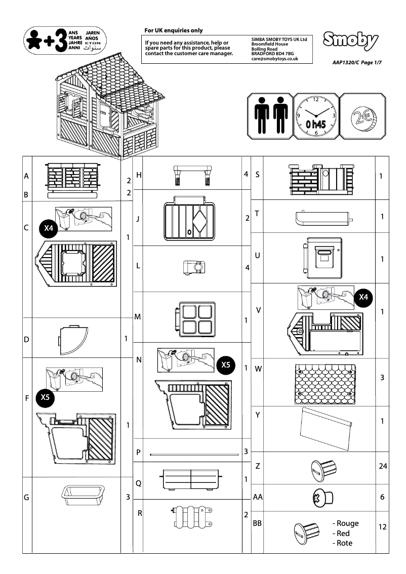 Page 1 de la notice Manuel utilisateur Smoby Floralie AAP1320