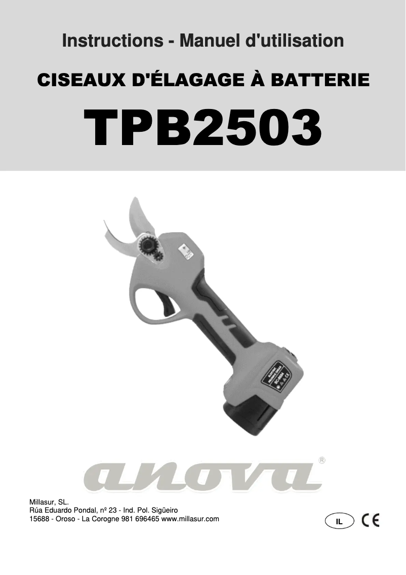 Page n°1 - Manuel utilisateur Anova TPB2503