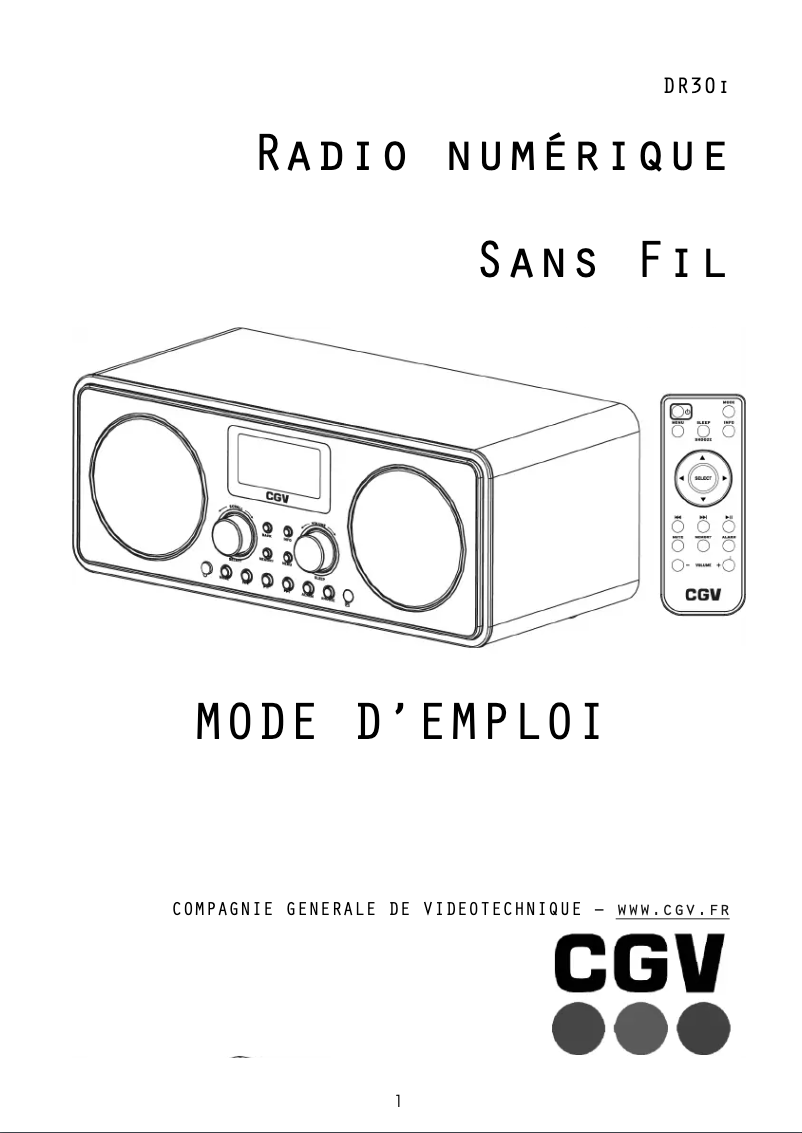 Page n°1 - Manuel utilisateur CGV DR30I