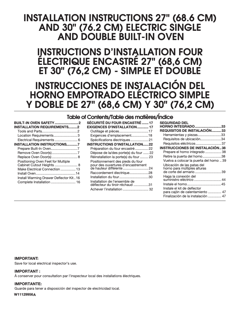 Imagen de la primera página del manual del dispositivo WOD51EC7HB
