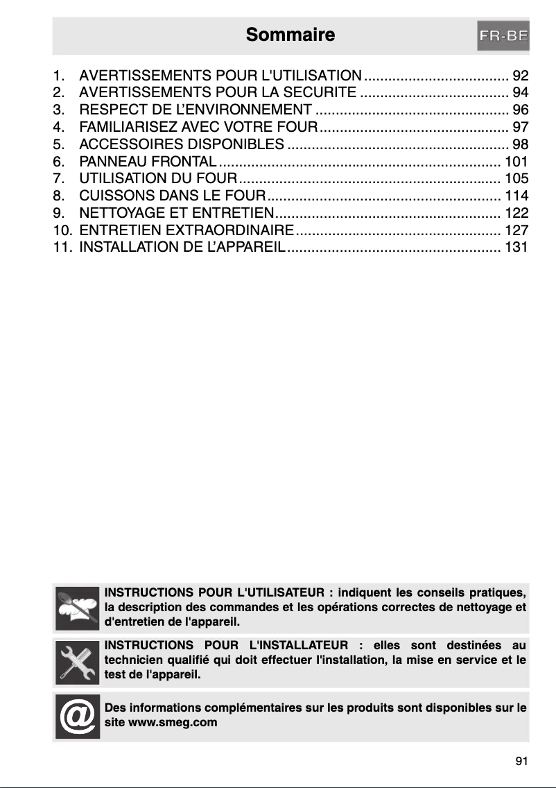 Page 1 de la notice Manuel utilisateur Smeg SCP495N