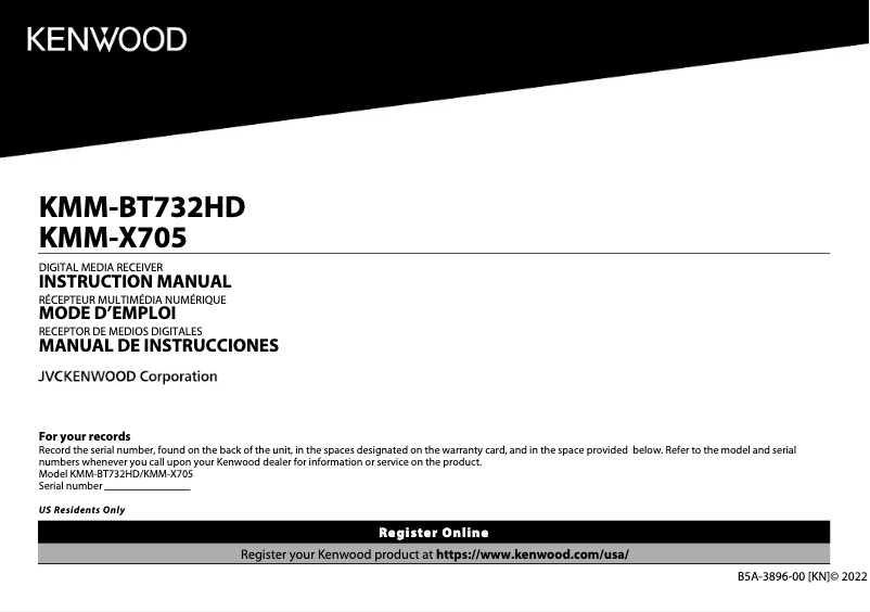 Página 1 del manual Manual de usuario Kenwood KMM-BT732HD
