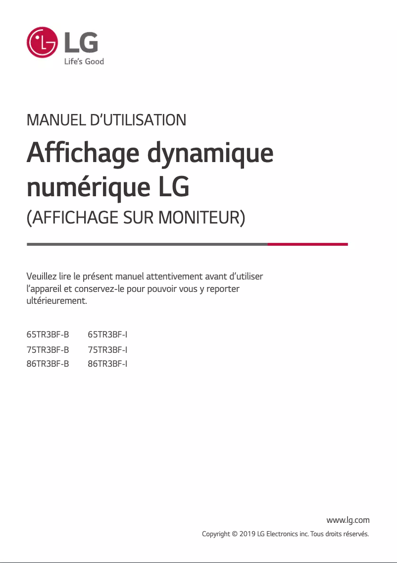 Page n°1 - Manuel utilisateur LG 65TR3BF