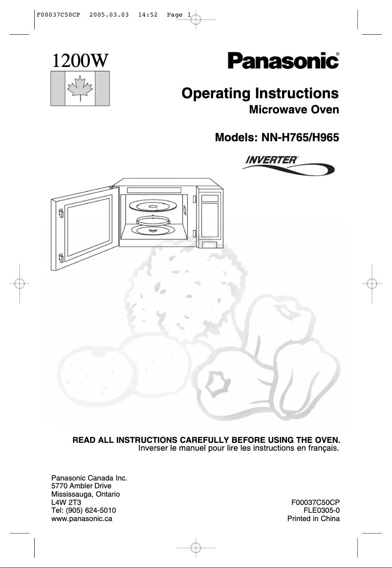 Image de la première page du manuel de l'appareil NN-H765