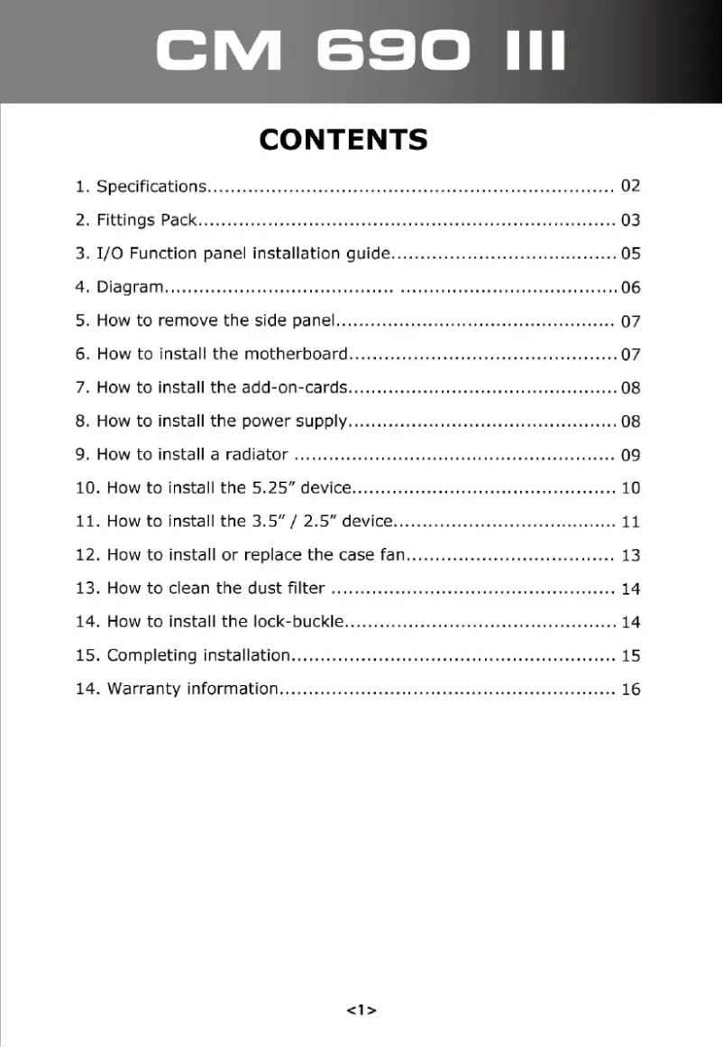 Page 1 de la notice Manuel utilisateur Cooler Master CM 690 III