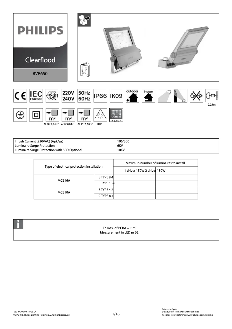 Page 1 de la notice Manuel utilisateur Philips ClearFlood BVP650