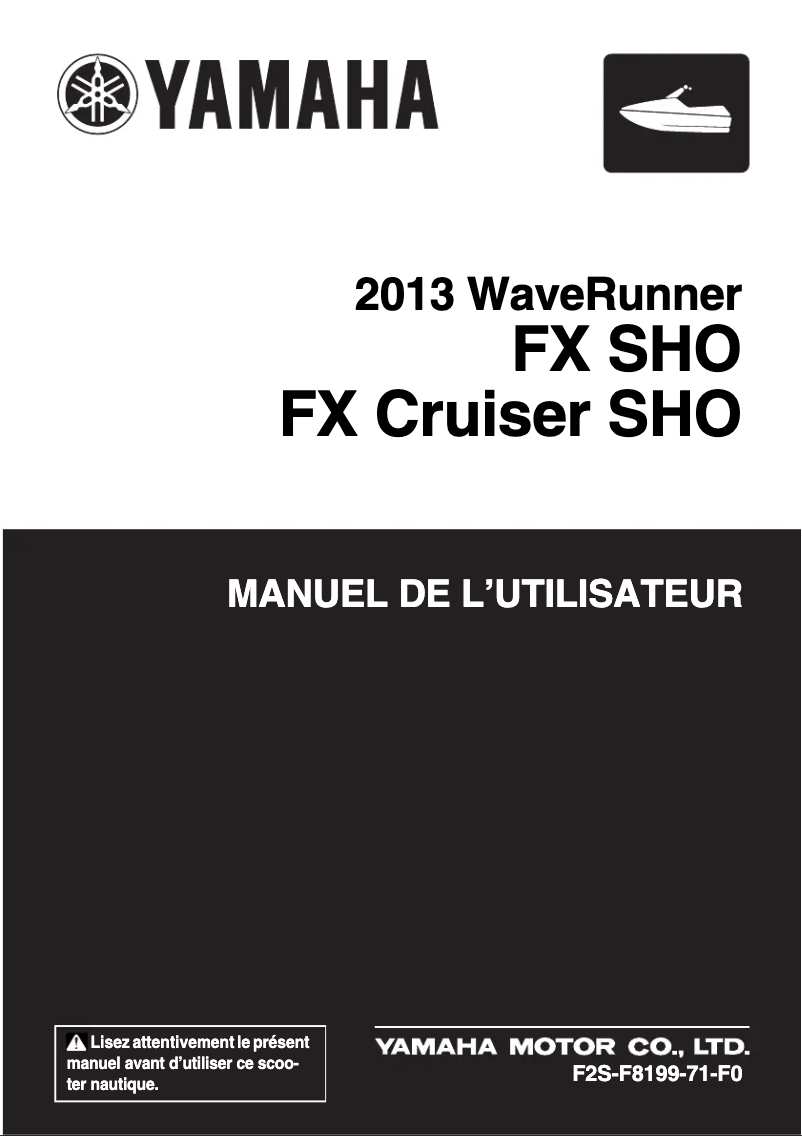 Image de la première page du manuel de l'appareil FX Cruiser HO (2013)