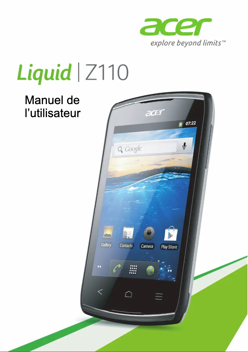 Page 1 de la notice Manuel utilisateur Acer Liquid Z110