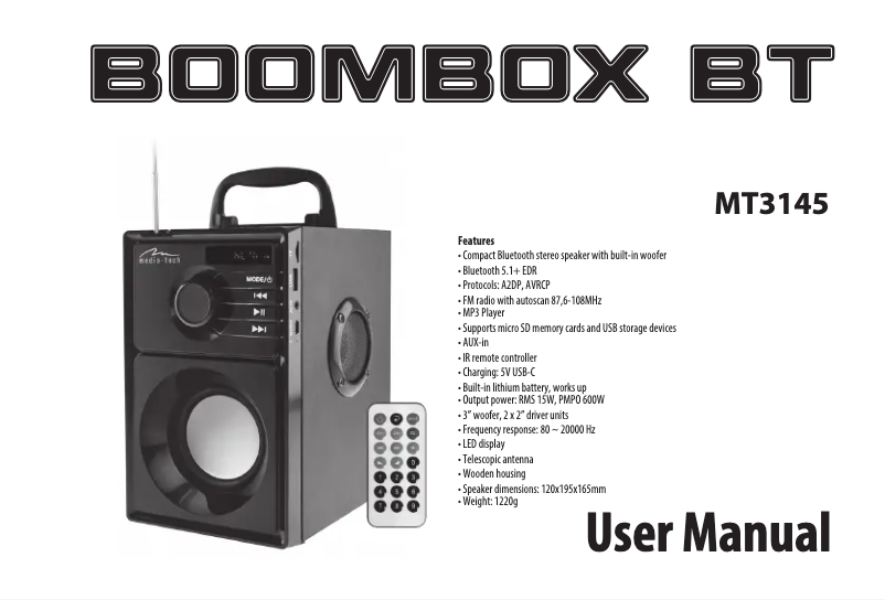 Image de la première page du manuel de l'appareil Boombox BT MT3179