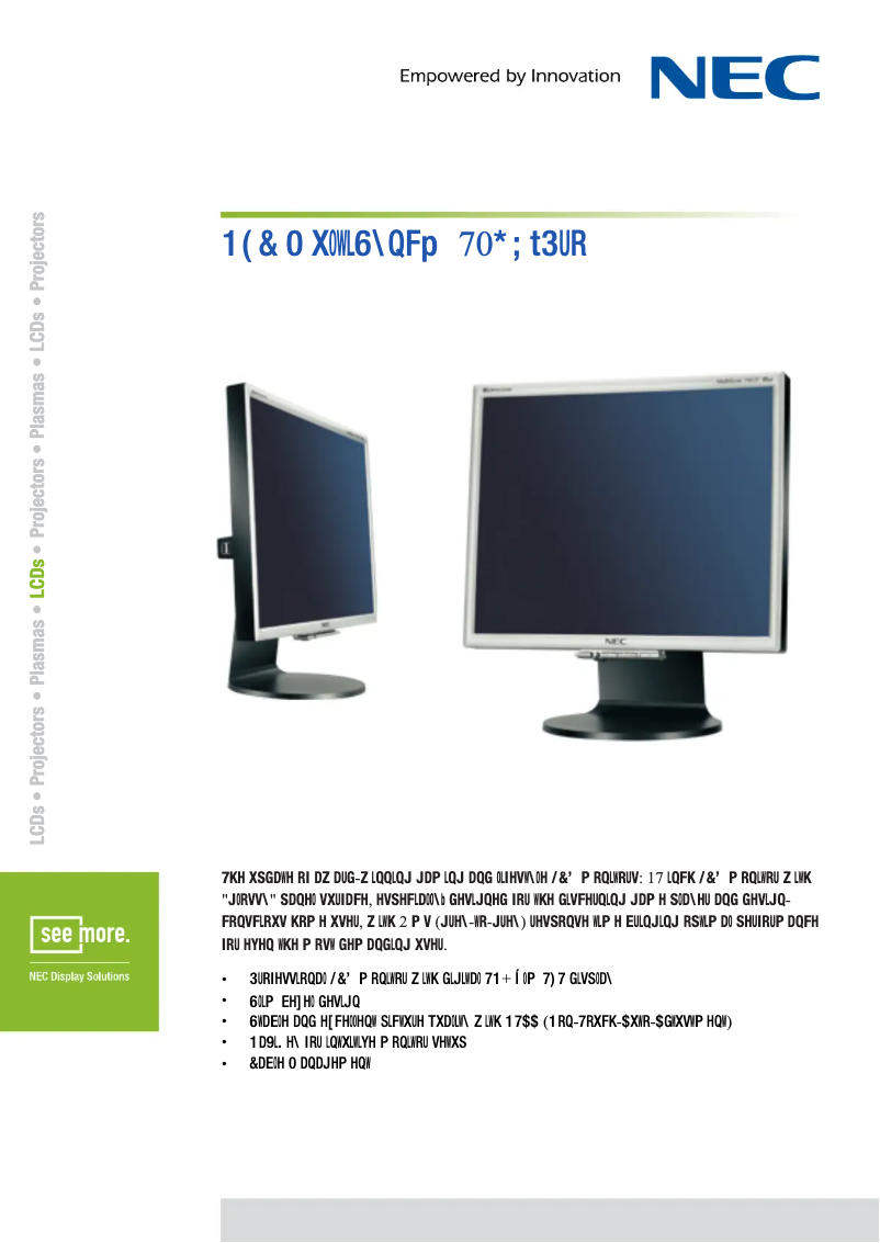 Página 1 del manual Ficha técnica NEC MultiSync 70GX²Pro
