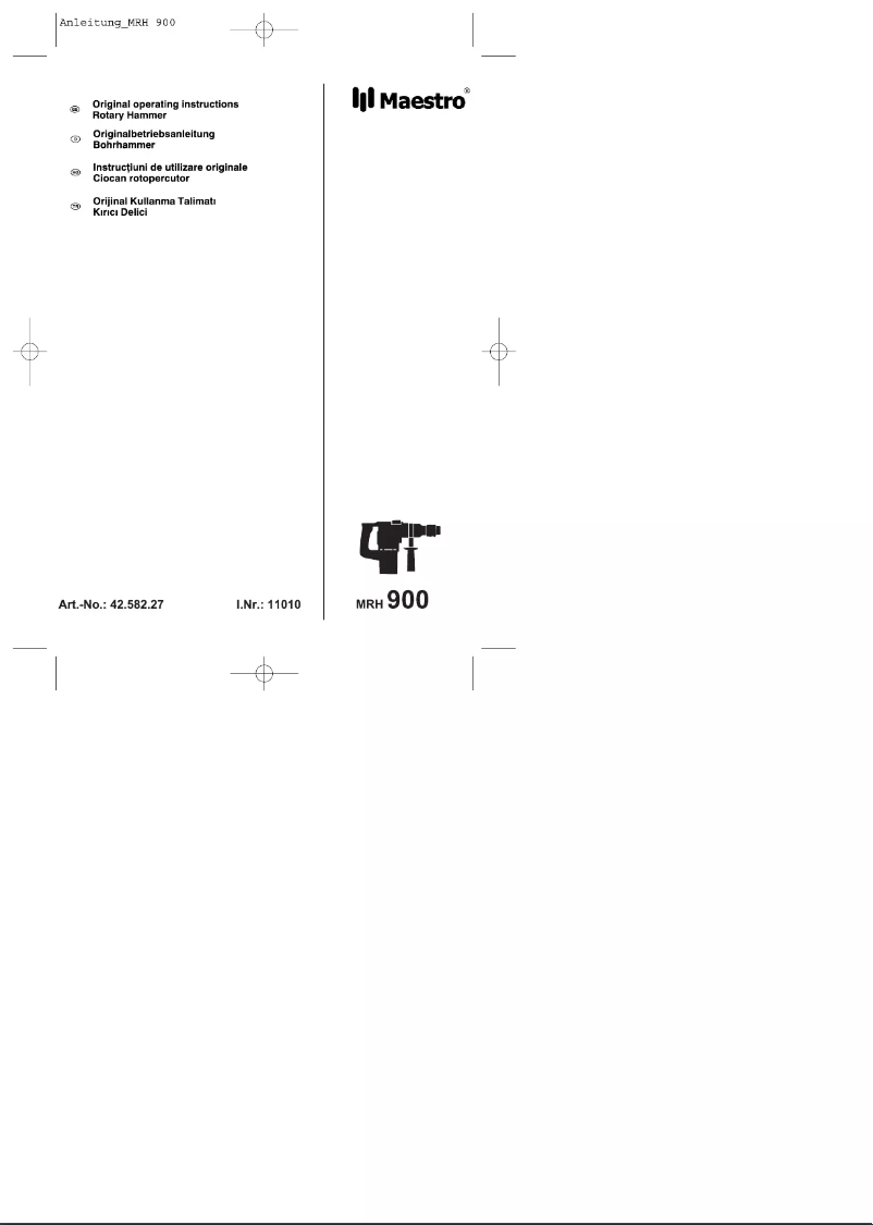 Image de la première page du manuel de l'appareil MRH 900