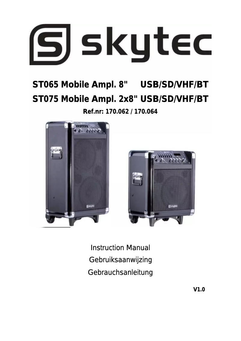 Page 1 de la notice Manuel utilisateur Skytec ST075